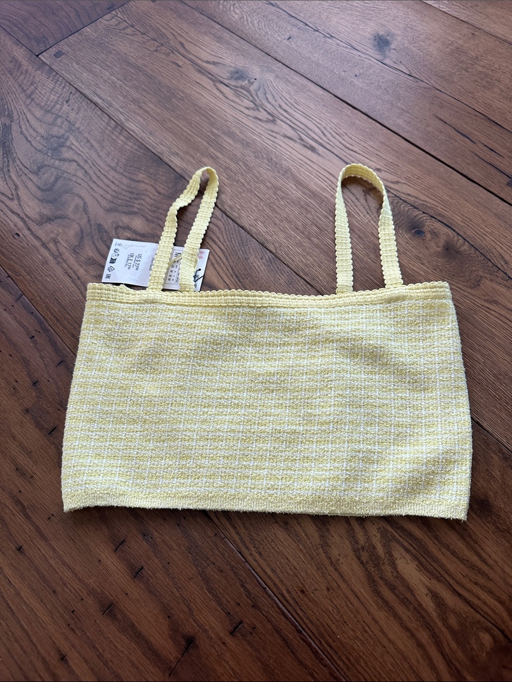 Zara Light Yellow Textured Crop Tank